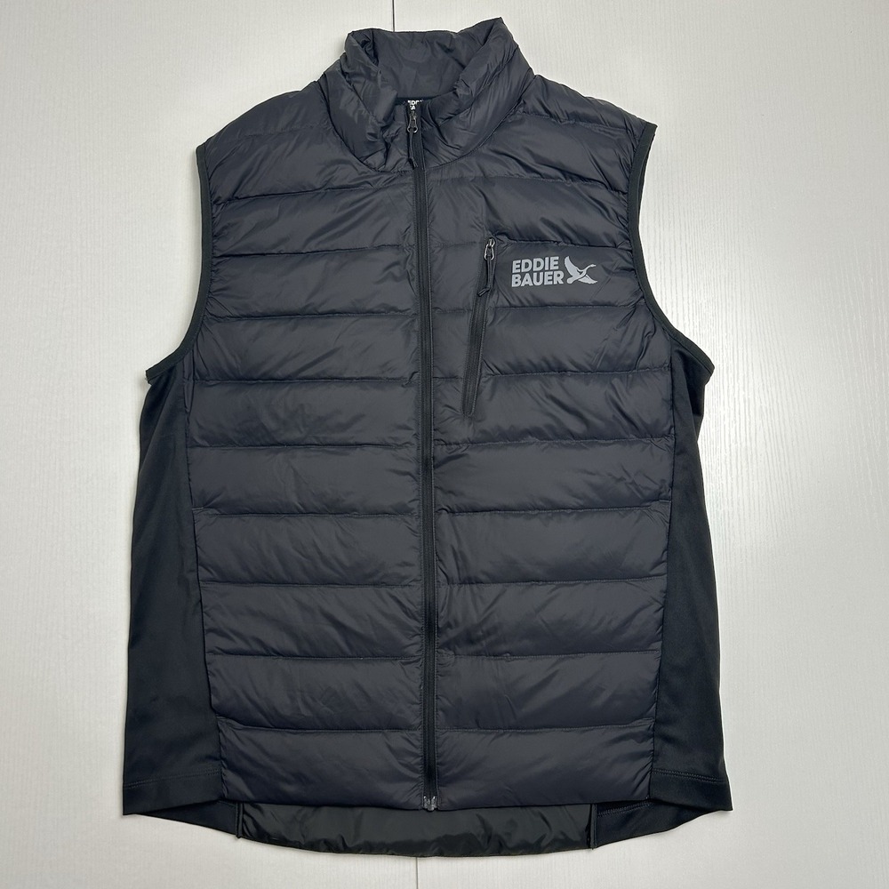 Eddie Bauer Men's Light Weight Puffer Vest, Gray 550 Down Fill, Size Medium